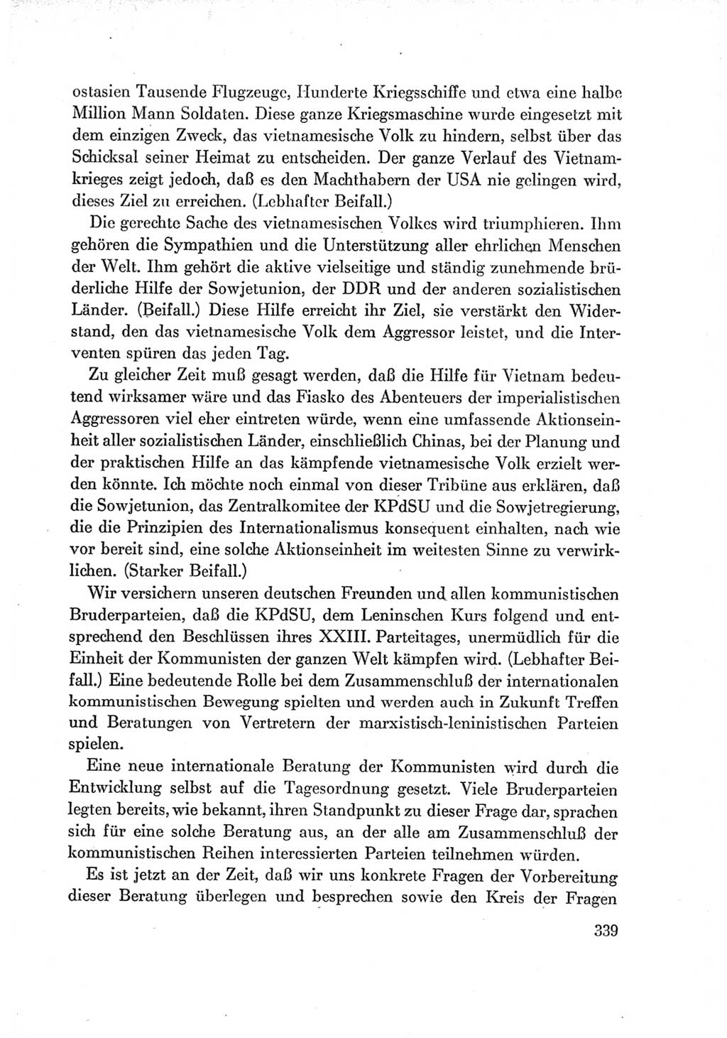 Protokoll der Verhandlungen des Ⅶ. Parteitages der Sozialistischen Einheitspartei Deutschlands (SED) [Deutsche Demokratische Republik (DDR)] 1967, Band Ⅰ, Seite 339 (Prot. Verh. Ⅶ. PT SED DDR 1967, Bd. Ⅰ, S. 339)