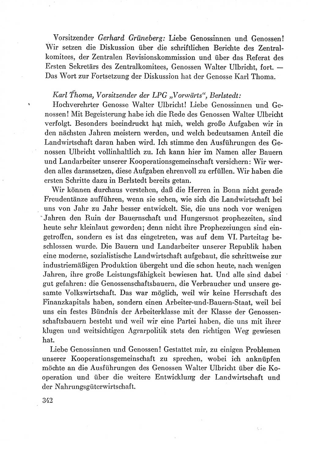 Protokoll der Verhandlungen des Ⅶ. Parteitages der Sozialistischen Einheitspartei Deutschlands (SED) [Deutsche Demokratische Republik (DDR)] 1967, Band Ⅰ, Seite 342 (Prot. Verh. Ⅶ. PT SED DDR 1967, Bd. Ⅰ, S. 342)