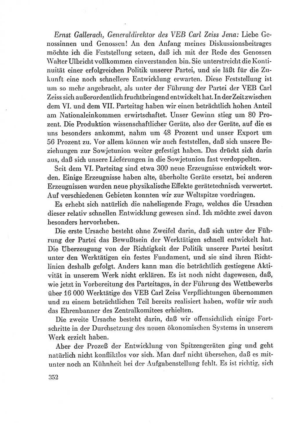Protokoll der Verhandlungen des Ⅶ. Parteitages der Sozialistischen Einheitspartei Deutschlands (SED) [Deutsche Demokratische Republik (DDR)] 1967, Band Ⅰ, Seite 352 (Prot. Verh. Ⅶ. PT SED DDR 1967, Bd. Ⅰ, S. 352)