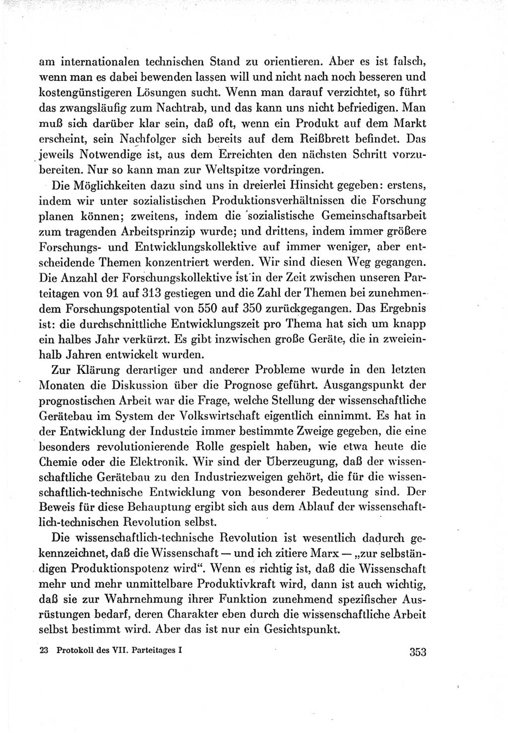 Protokoll der Verhandlungen des Ⅶ. Parteitages der Sozialistischen Einheitspartei Deutschlands (SED) [Deutsche Demokratische Republik (DDR)] 1967, Band Ⅰ, Seite 353 (Prot. Verh. Ⅶ. PT SED DDR 1967, Bd. Ⅰ, S. 353)