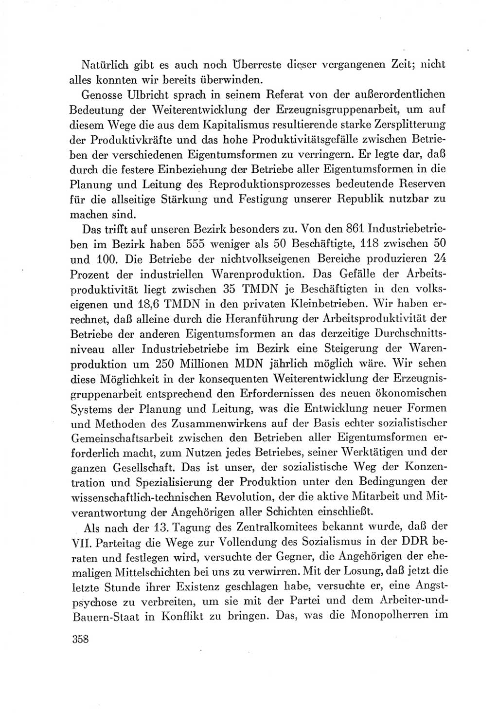 Protokoll der Verhandlungen des Ⅶ. Parteitages der Sozialistischen Einheitspartei Deutschlands (SED) [Deutsche Demokratische Republik (DDR)] 1967, Band Ⅰ, Seite 358 (Prot. Verh. Ⅶ. PT SED DDR 1967, Bd. Ⅰ, S. 358)