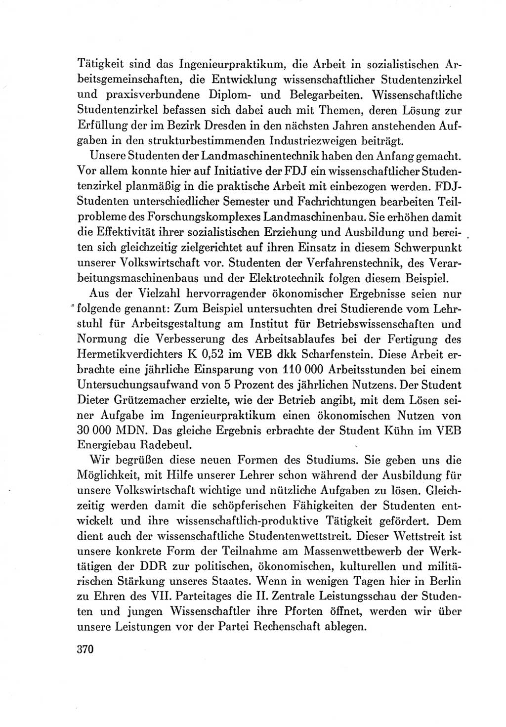 Protokoll der Verhandlungen des Ⅶ. Parteitages der Sozialistischen Einheitspartei Deutschlands (SED) [Deutsche Demokratische Republik (DDR)] 1967, Band Ⅰ, Seite 370 (Prot. Verh. Ⅶ. PT SED DDR 1967, Bd. Ⅰ, S. 370)