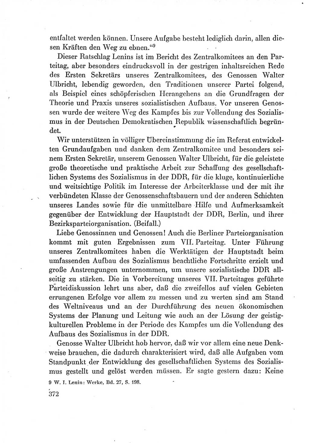 Protokoll der Verhandlungen des Ⅶ. Parteitages der Sozialistischen Einheitspartei Deutschlands (SED) [Deutsche Demokratische Republik (DDR)] 1967, Band Ⅰ, Seite 372 (Prot. Verh. Ⅶ. PT SED DDR 1967, Bd. Ⅰ, S. 372)