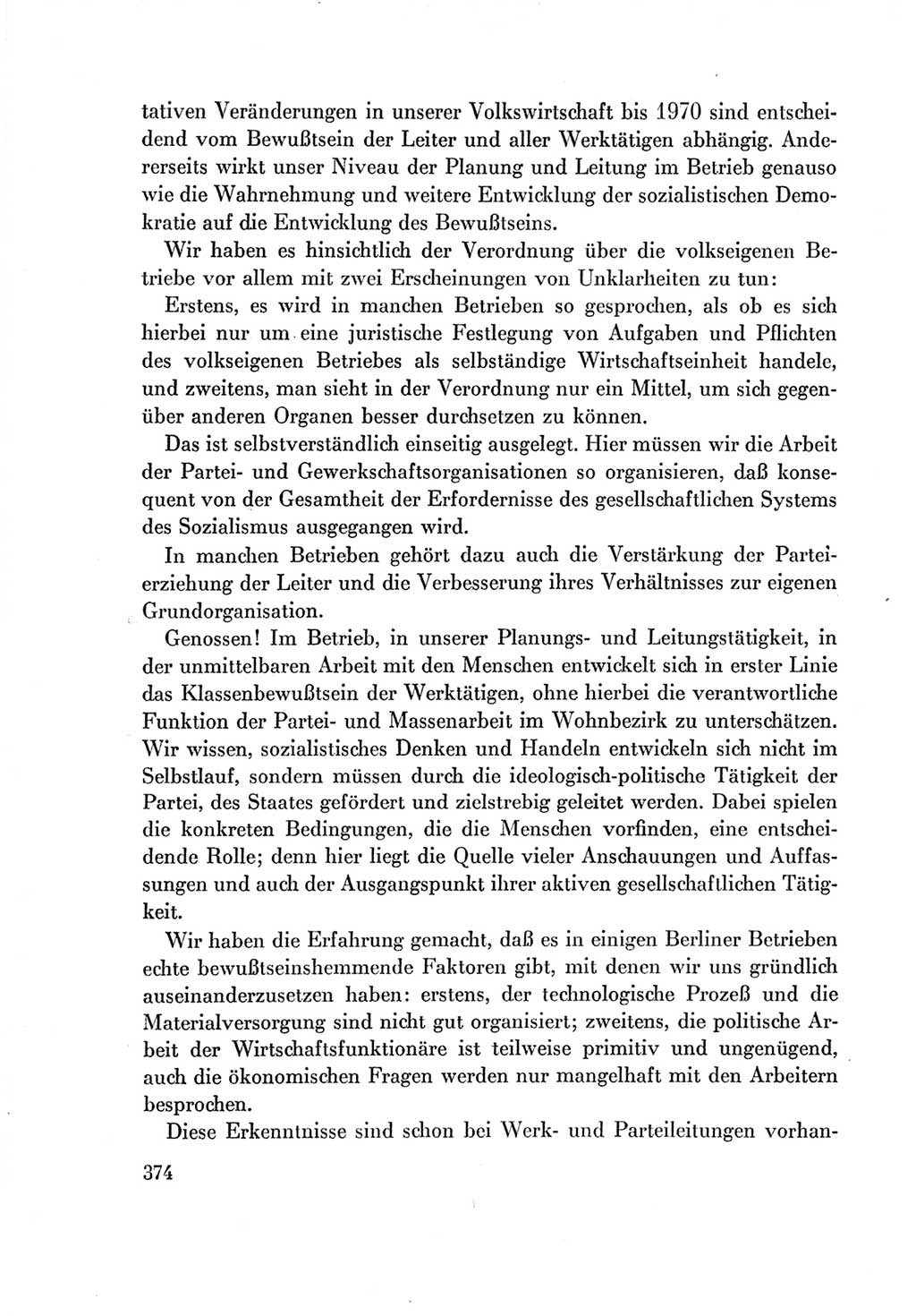 Protokoll der Verhandlungen des Ⅶ. Parteitages der Sozialistischen Einheitspartei Deutschlands (SED) [Deutsche Demokratische Republik (DDR)] 1967, Band Ⅰ, Seite 374 (Prot. Verh. Ⅶ. PT SED DDR 1967, Bd. Ⅰ, S. 374)