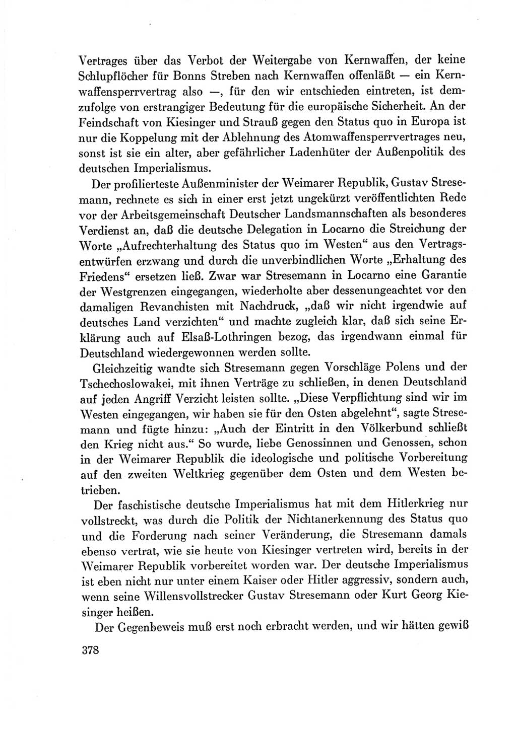 Protokoll der Verhandlungen des Ⅶ. Parteitages der Sozialistischen Einheitspartei Deutschlands (SED) [Deutsche Demokratische Republik (DDR)] 1967, Band Ⅰ, Seite 378 (Prot. Verh. Ⅶ. PT SED DDR 1967, Bd. Ⅰ, S. 378)