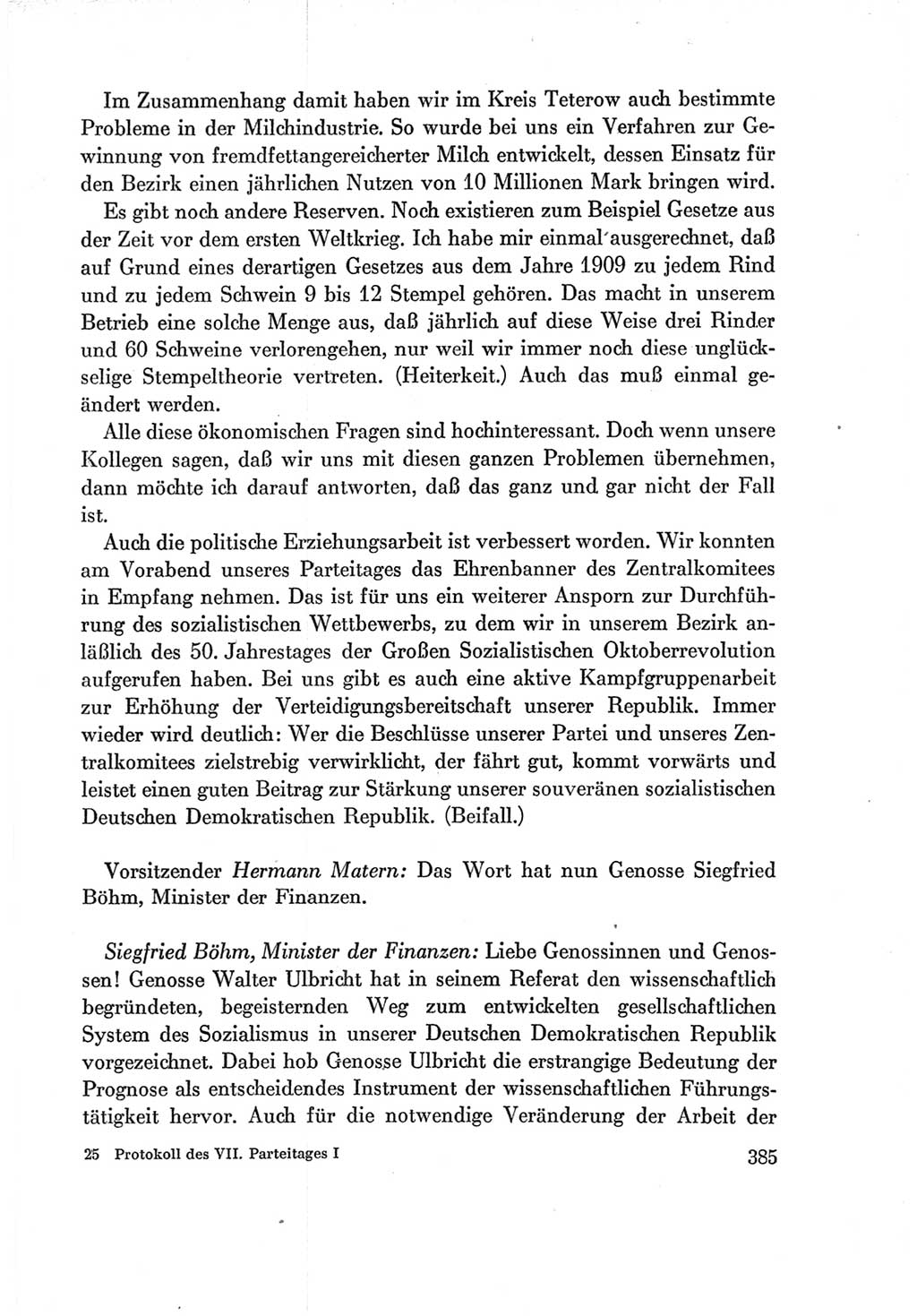 Protokoll der Verhandlungen des Ⅶ. Parteitages der Sozialistischen Einheitspartei Deutschlands (SED) [Deutsche Demokratische Republik (DDR)] 1967, Band Ⅰ, Seite 385 (Prot. Verh. Ⅶ. PT SED DDR 1967, Bd. Ⅰ, S. 385)