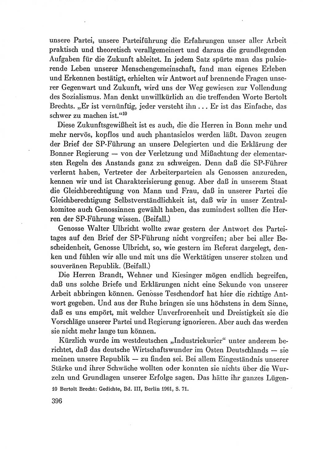 Protokoll der Verhandlungen des Ⅶ. Parteitages der Sozialistischen Einheitspartei Deutschlands (SED) [Deutsche Demokratische Republik (DDR)] 1967, Band Ⅰ, Seite 396 (Prot. Verh. Ⅶ. PT SED DDR 1967, Bd. Ⅰ, S. 396)
