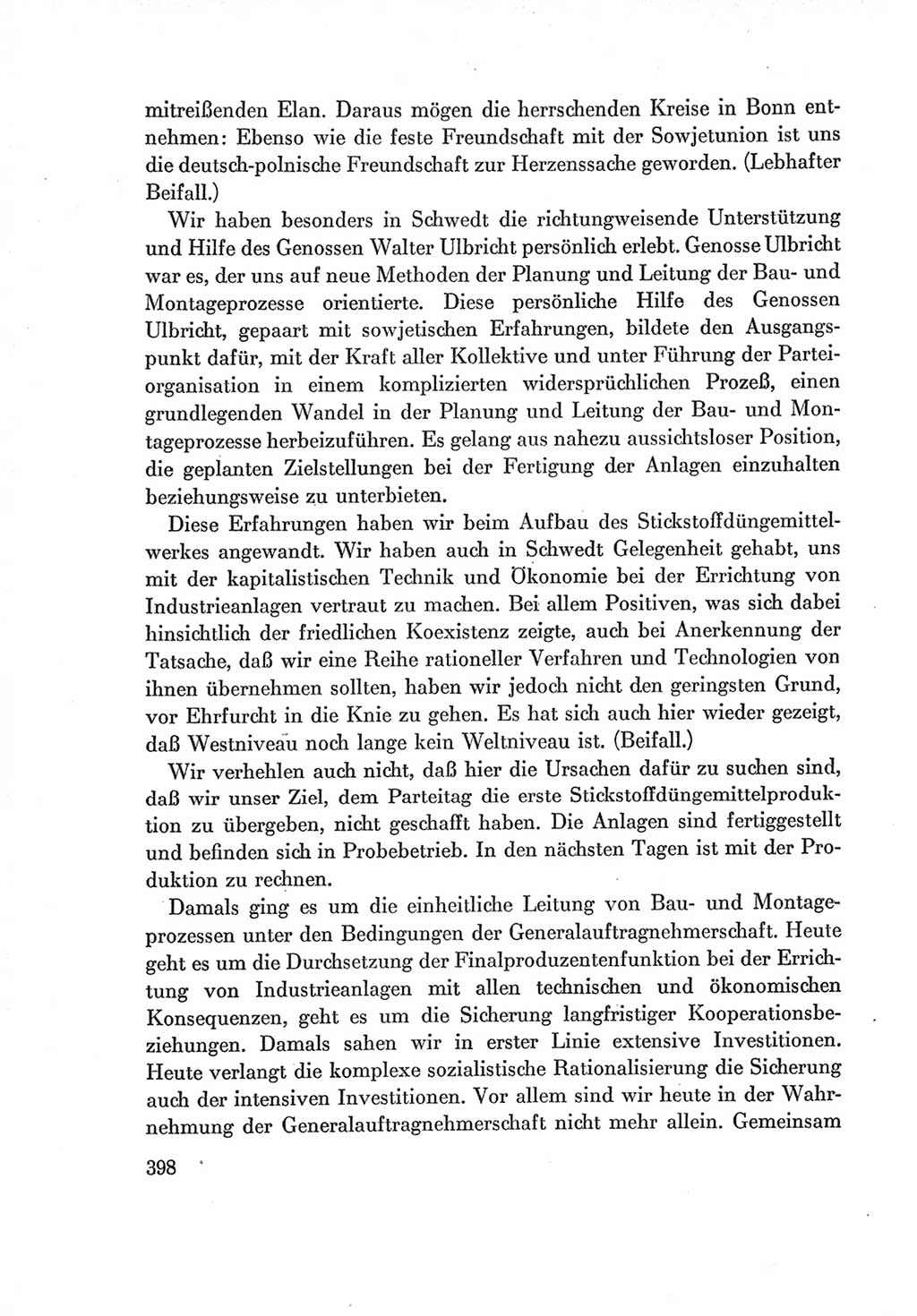 Protokoll der Verhandlungen des Ⅶ. Parteitages der Sozialistischen Einheitspartei Deutschlands (SED) [Deutsche Demokratische Republik (DDR)] 1967, Band Ⅰ, Seite 398 (Prot. Verh. Ⅶ. PT SED DDR 1967, Bd. Ⅰ, S. 398)