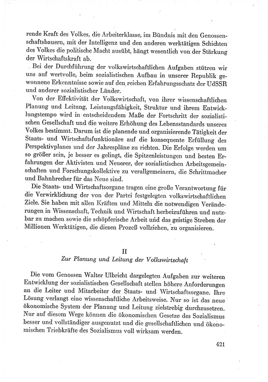 Protokoll der Verhandlungen des Ⅶ. Parteitages der Sozialistischen Einheitspartei Deutschlands (SED) [Deutsche Demokratische Republik (DDR)] 1967, Band Ⅰ, Seite 421 (Prot. Verh. Ⅶ. PT SED DDR 1967, Bd. Ⅰ, S. 421)