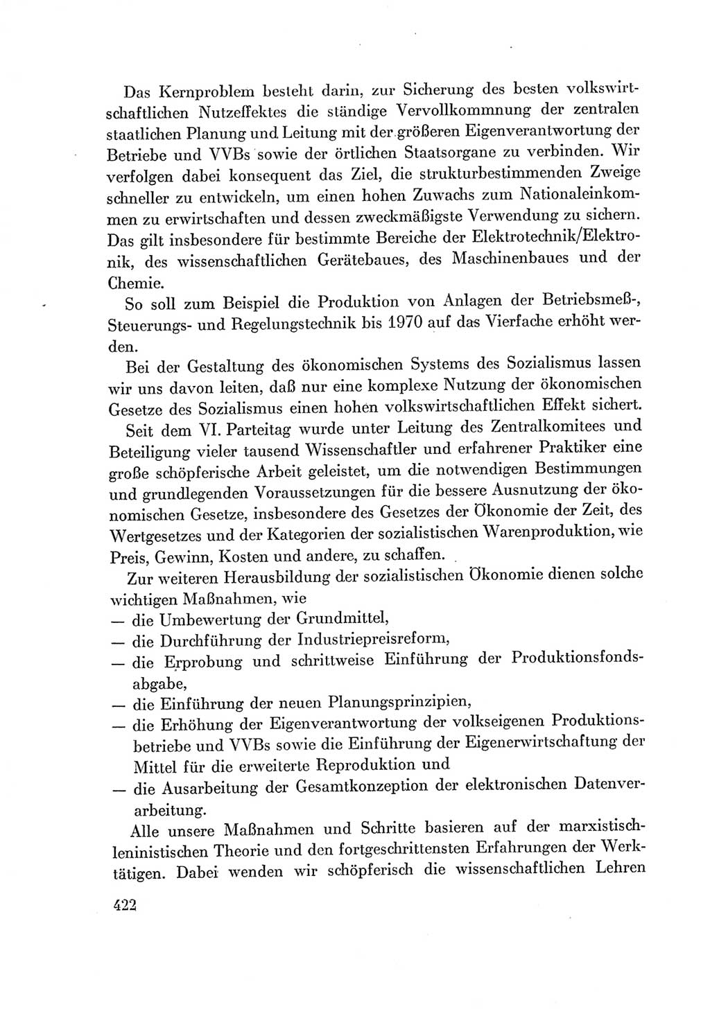 Protokoll der Verhandlungen des Ⅶ. Parteitages der Sozialistischen Einheitspartei Deutschlands (SED) [Deutsche Demokratische Republik (DDR)] 1967, Band Ⅰ, Seite 422 (Prot. Verh. Ⅶ. PT SED DDR 1967, Bd. Ⅰ, S. 422)