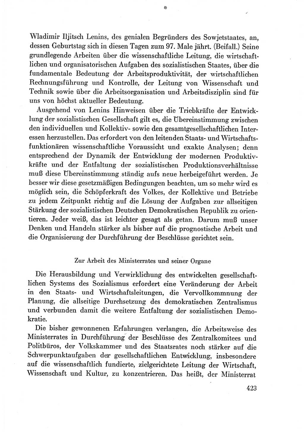 Protokoll der Verhandlungen des Ⅶ. Parteitages der Sozialistischen Einheitspartei Deutschlands (SED) [Deutsche Demokratische Republik (DDR)] 1967, Band Ⅰ, Seite 423 (Prot. Verh. Ⅶ. PT SED DDR 1967, Bd. Ⅰ, S. 423)
