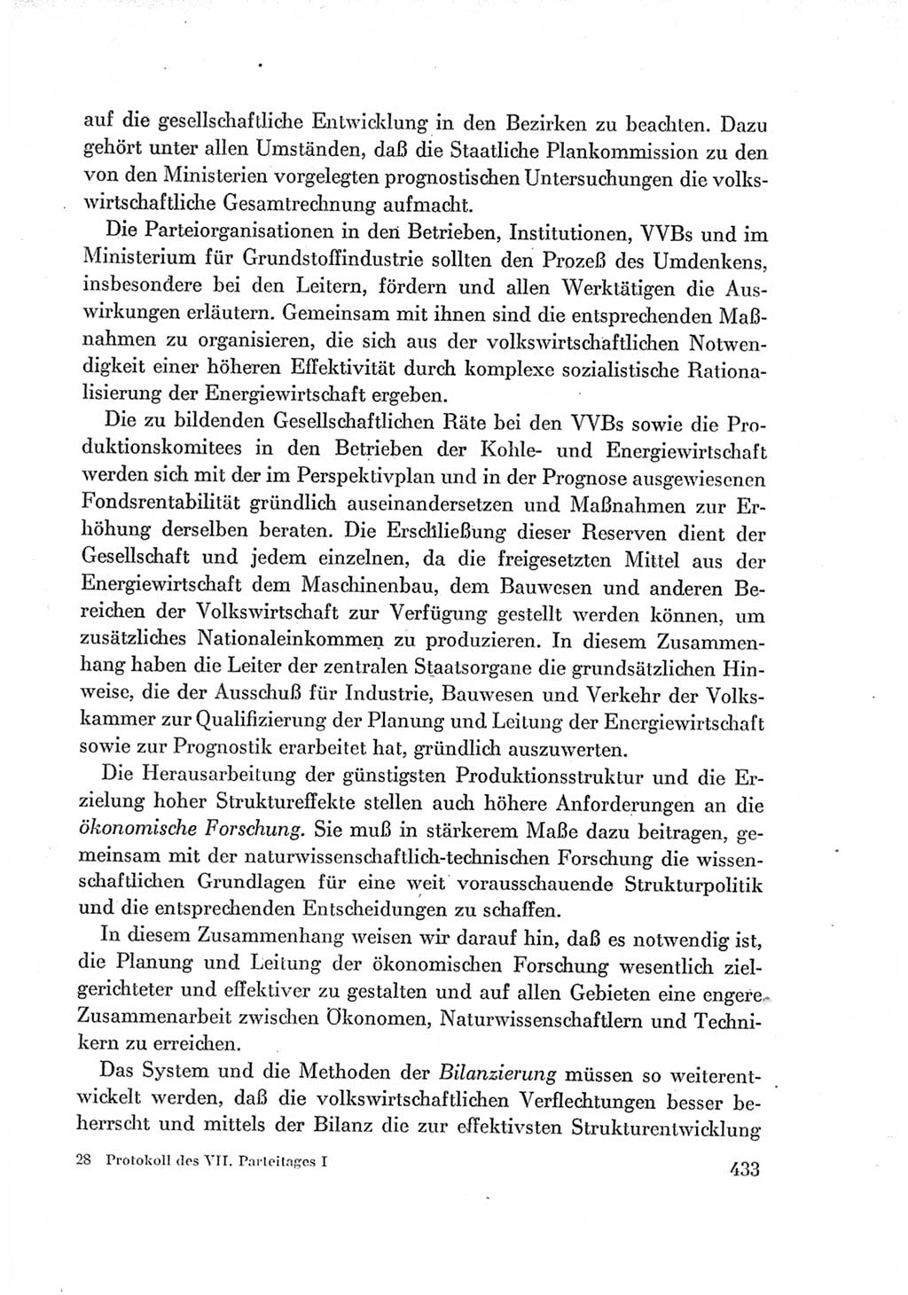 Protokoll der Verhandlungen des Ⅶ. Parteitages der Sozialistischen Einheitspartei Deutschlands (SED) [Deutsche Demokratische Republik (DDR)] 1967, Band Ⅰ, Seite 433 (Prot. Verh. Ⅶ. PT SED DDR 1967, Bd. Ⅰ, S. 433)
