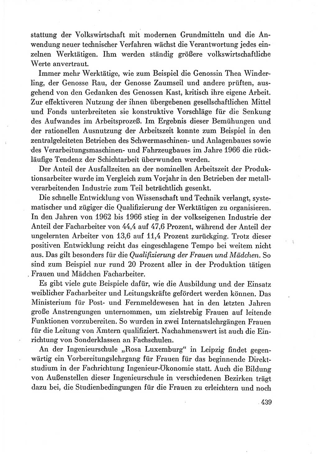 Protokoll der Verhandlungen des Ⅶ. Parteitages der Sozialistischen Einheitspartei Deutschlands (SED) [Deutsche Demokratische Republik (DDR)] 1967, Band Ⅰ, Seite 439 (Prot. Verh. Ⅶ. PT SED DDR 1967, Bd. Ⅰ, S. 439)