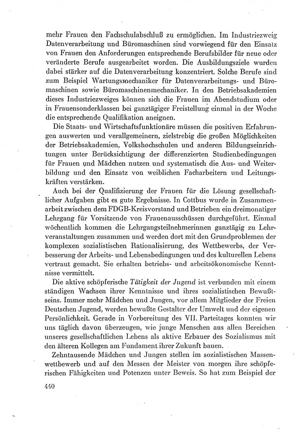 Protokoll der Verhandlungen des Ⅶ. Parteitages der Sozialistischen Einheitspartei Deutschlands (SED) [Deutsche Demokratische Republik (DDR)] 1967, Band Ⅰ, Seite 440 (Prot. Verh. Ⅶ. PT SED DDR 1967, Bd. Ⅰ, S. 440)