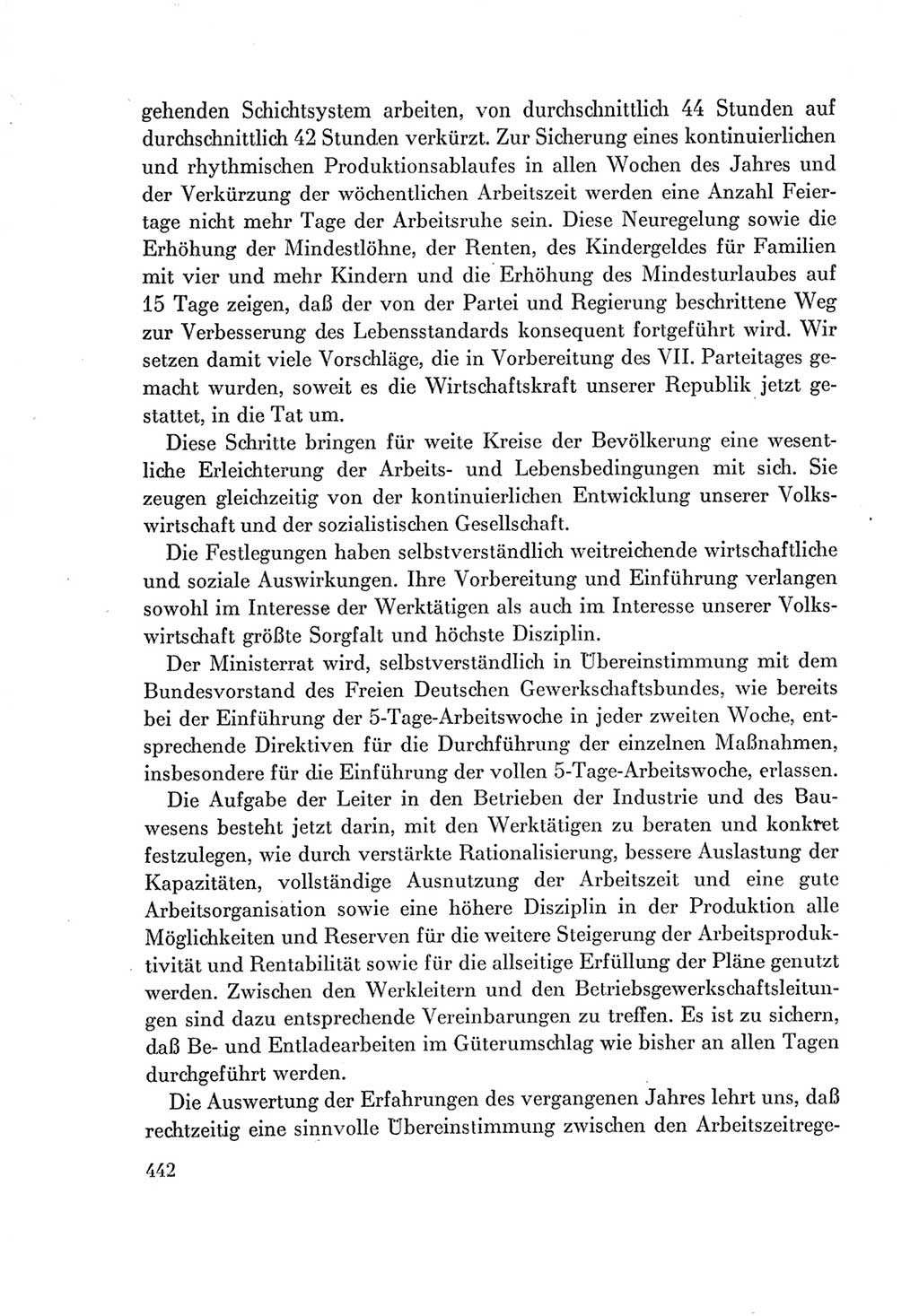 Protokoll der Verhandlungen des Ⅶ. Parteitages der Sozialistischen Einheitspartei Deutschlands (SED) [Deutsche Demokratische Republik (DDR)] 1967, Band Ⅰ, Seite 442 (Prot. Verh. Ⅶ. PT SED DDR 1967, Bd. Ⅰ, S. 442)