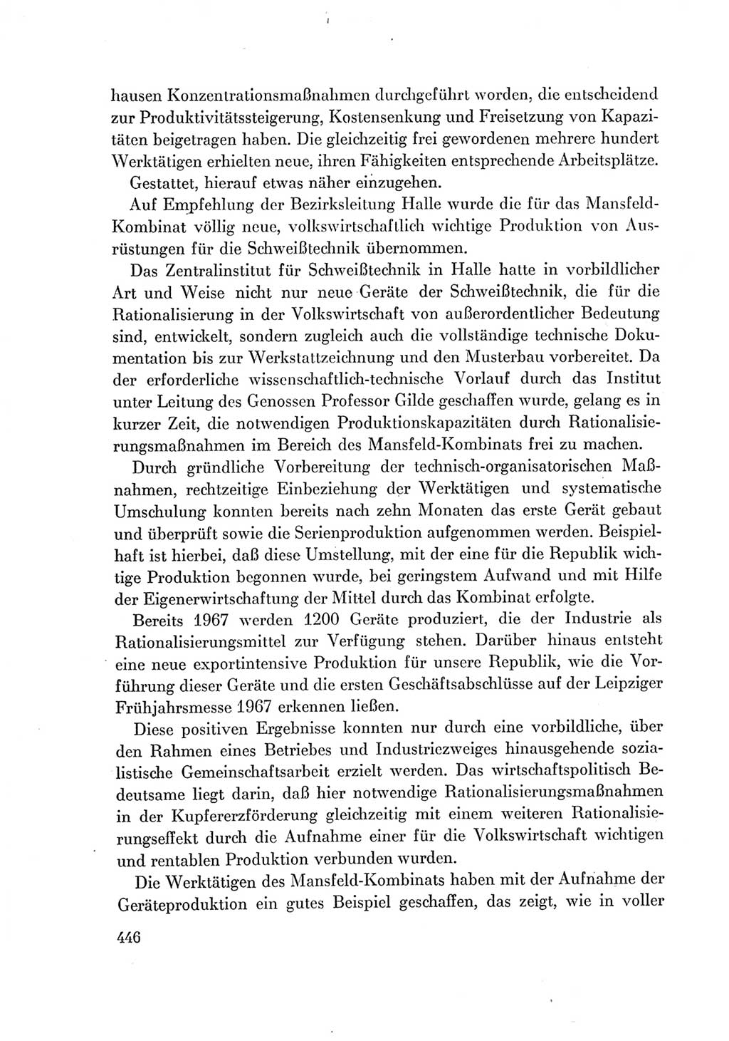 Protokoll der Verhandlungen des Ⅶ. Parteitages der Sozialistischen Einheitspartei Deutschlands (SED) [Deutsche Demokratische Republik (DDR)] 1967, Band Ⅰ, Seite 446 (Prot. Verh. Ⅶ. PT SED DDR 1967, Bd. Ⅰ, S. 446)