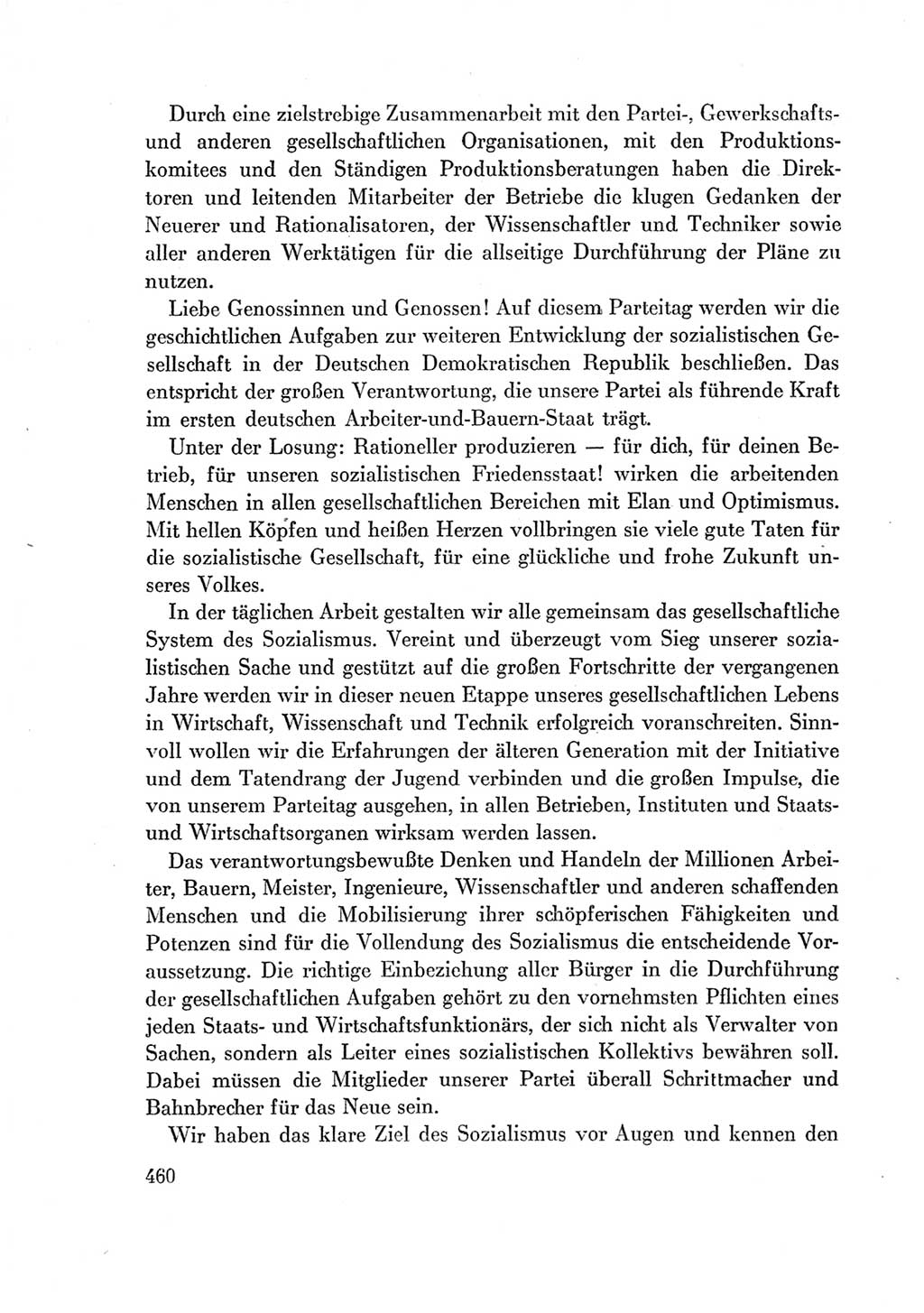 Protokoll der Verhandlungen des Ⅶ. Parteitages der Sozialistischen Einheitspartei Deutschlands (SED) [Deutsche Demokratische Republik (DDR)] 1967, Band Ⅰ, Seite 460 (Prot. Verh. Ⅶ. PT SED DDR 1967, Bd. Ⅰ, S. 460)