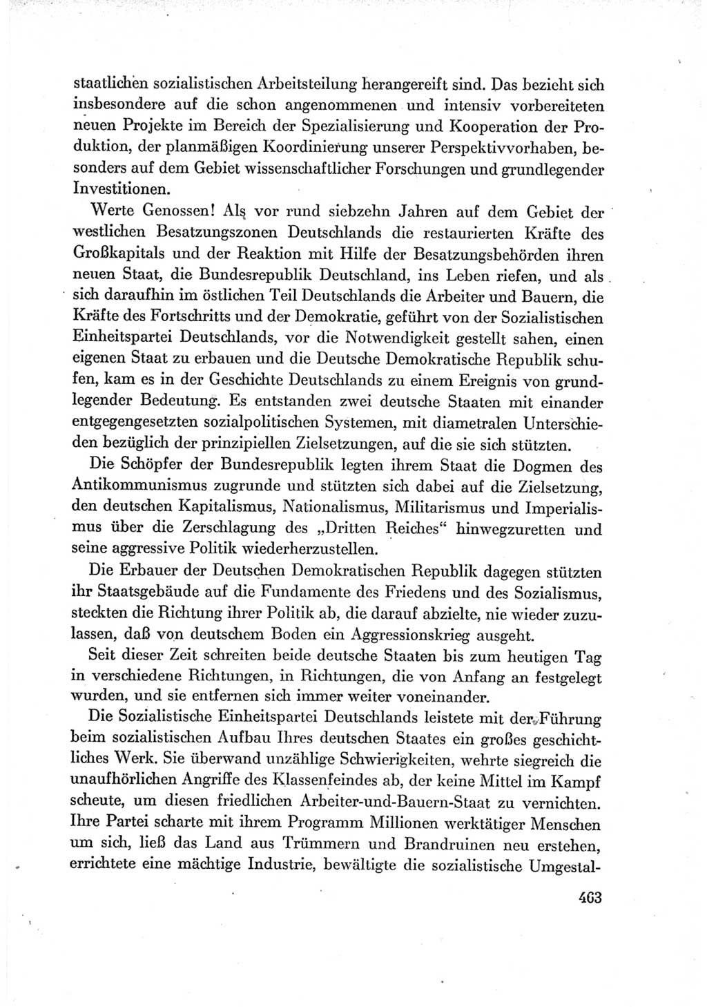 Protokoll der Verhandlungen des Ⅶ. Parteitages der Sozialistischen Einheitspartei Deutschlands (SED) [Deutsche Demokratische Republik (DDR)] 1967, Band Ⅰ, Seite 463 (Prot. Verh. Ⅶ. PT SED DDR 1967, Bd. Ⅰ, S. 463)