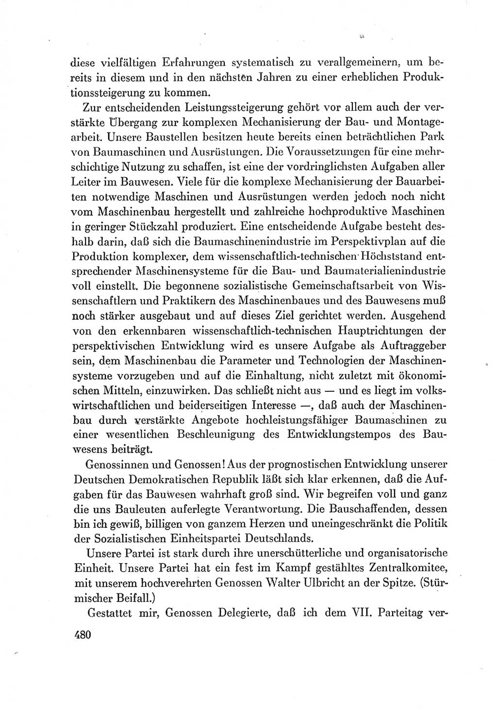 Protokoll der Verhandlungen des Ⅶ. Parteitages der Sozialistischen Einheitspartei Deutschlands (SED) [Deutsche Demokratische Republik (DDR)] 1967, Band Ⅰ, Seite 480 (Prot. Verh. Ⅶ. PT SED DDR 1967, Bd. Ⅰ, S. 480)
