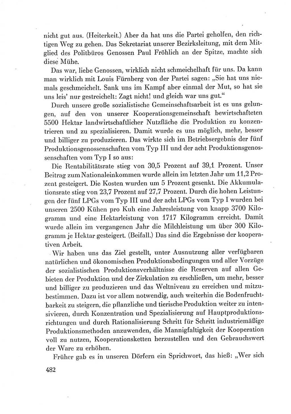 Protokoll der Verhandlungen des Ⅶ. Parteitages der Sozialistischen Einheitspartei Deutschlands (SED) [Deutsche Demokratische Republik (DDR)] 1967, Band Ⅰ, Seite 482 (Prot. Verh. Ⅶ. PT SED DDR 1967, Bd. Ⅰ, S. 482)