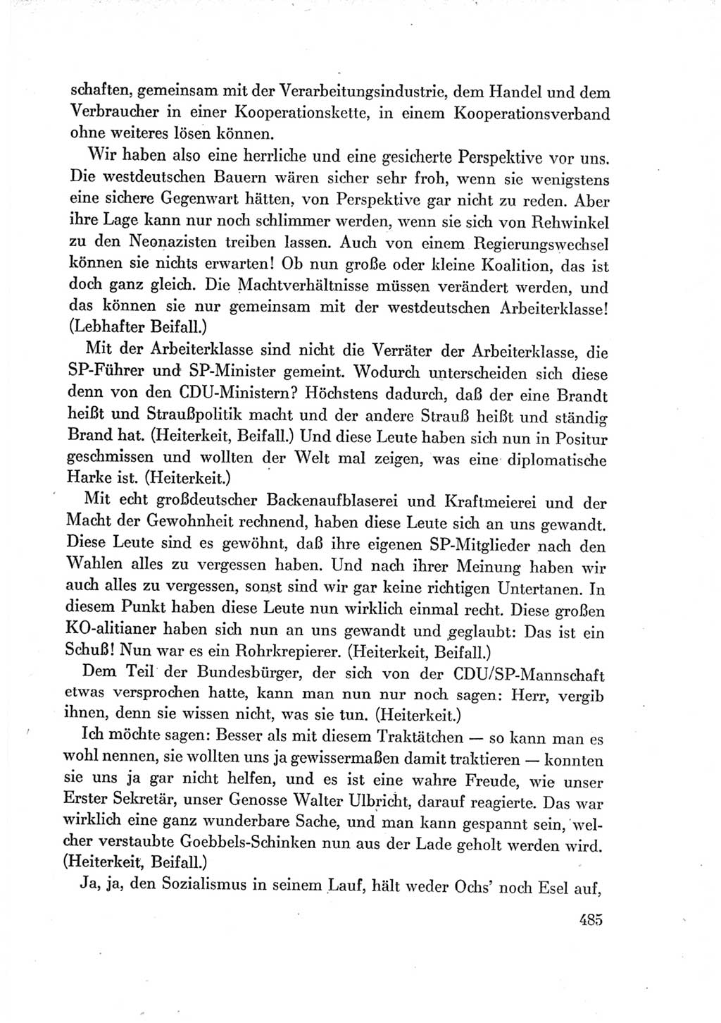 Protokoll der Verhandlungen des Ⅶ. Parteitages der Sozialistischen Einheitspartei Deutschlands (SED) [Deutsche Demokratische Republik (DDR)] 1967, Band Ⅰ, Seite 485 (Prot. Verh. Ⅶ. PT SED DDR 1967, Bd. Ⅰ, S. 485)