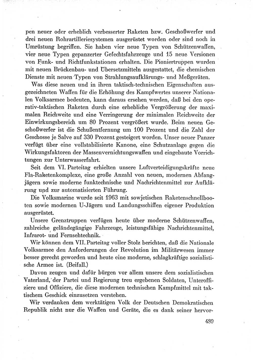 Protokoll der Verhandlungen des Ⅶ. Parteitages der Sozialistischen Einheitspartei Deutschlands (SED) [Deutsche Demokratische Republik (DDR)] 1967, Band Ⅰ, Seite 489 (Prot. Verh. Ⅶ. PT SED DDR 1967, Bd. Ⅰ, S. 489)