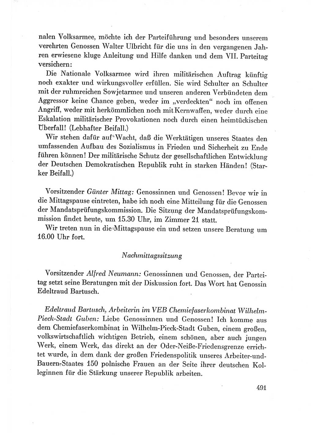 Protokoll der Verhandlungen des Ⅶ. Parteitages der Sozialistischen Einheitspartei Deutschlands (SED) [Deutsche Demokratische Republik (DDR)] 1967, Band Ⅰ, Seite 491 (Prot. Verh. Ⅶ. PT SED DDR 1967, Bd. Ⅰ, S. 491)