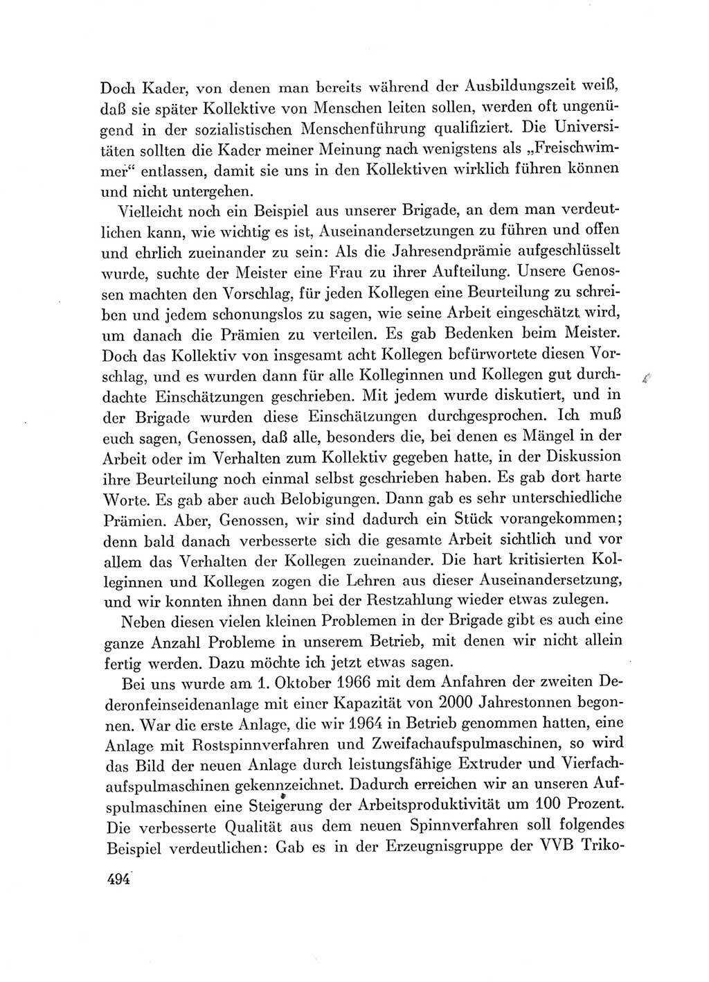 Protokoll der Verhandlungen des Ⅶ. Parteitages der Sozialistischen Einheitspartei Deutschlands (SED) [Deutsche Demokratische Republik (DDR)] 1967, Band Ⅰ, Seite 494 (Prot. Verh. Ⅶ. PT SED DDR 1967, Bd. Ⅰ, S. 494)