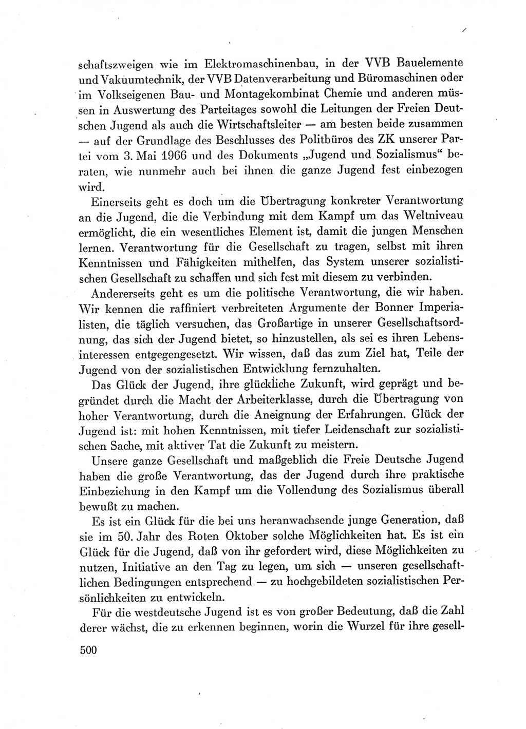 Protokoll der Verhandlungen des Ⅶ. Parteitages der Sozialistischen Einheitspartei Deutschlands (SED) [Deutsche Demokratische Republik (DDR)] 1967, Band Ⅰ, Seite 500 (Prot. Verh. Ⅶ. PT SED DDR 1967, Bd. Ⅰ, S. 500)