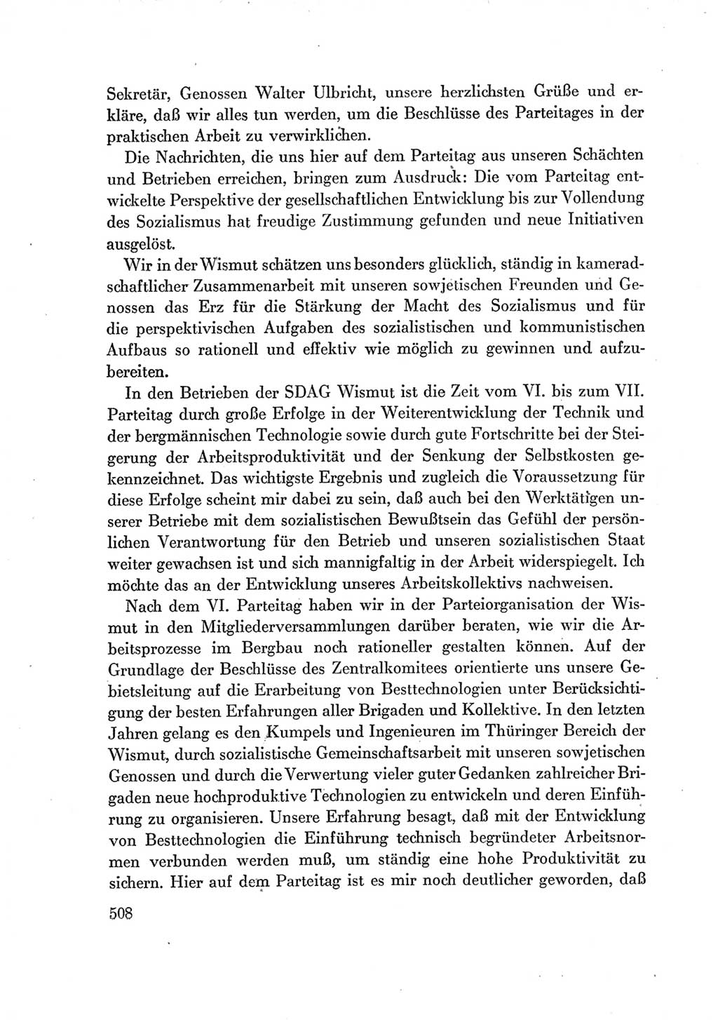 Protokoll der Verhandlungen des Ⅶ. Parteitages der Sozialistischen Einheitspartei Deutschlands (SED) [Deutsche Demokratische Republik (DDR)] 1967, Band Ⅰ, Seite 508 (Prot. Verh. Ⅶ. PT SED DDR 1967, Bd. Ⅰ, S. 508)