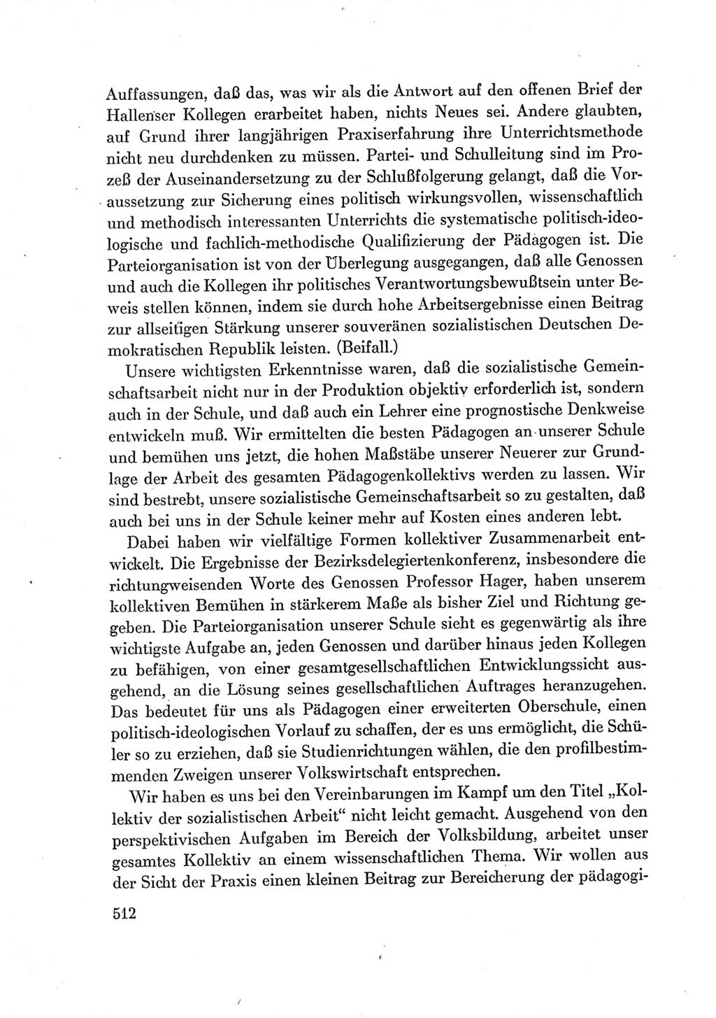 Protokoll der Verhandlungen des Ⅶ. Parteitages der Sozialistischen Einheitspartei Deutschlands (SED) [Deutsche Demokratische Republik (DDR)] 1967, Band Ⅰ, Seite 512 (Prot. Verh. Ⅶ. PT SED DDR 1967, Bd. Ⅰ, S. 512)