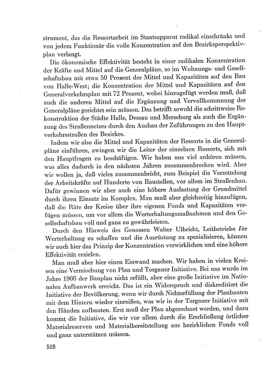 Protokoll der Verhandlungen des Ⅶ. Parteitages der Sozialistischen Einheitspartei Deutschlands (SED) [Deutsche Demokratische Republik (DDR)] 1967, Band Ⅰ, Seite 518 (Prot. Verh. Ⅶ. PT SED DDR 1967, Bd. Ⅰ, S. 518)
