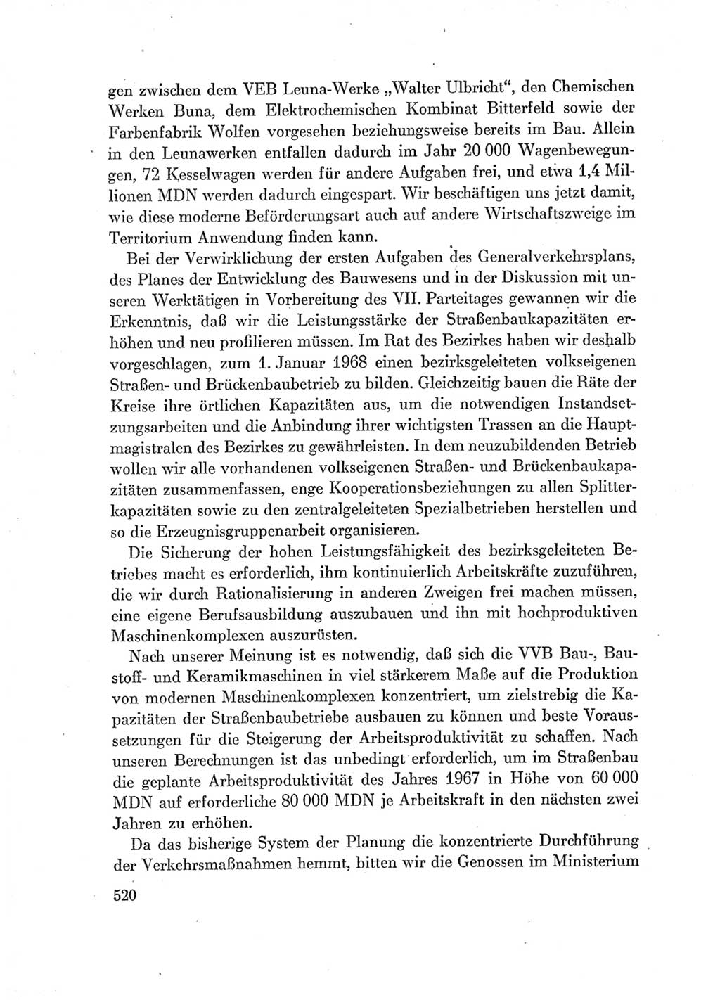 Protokoll der Verhandlungen des Ⅶ. Parteitages der Sozialistischen Einheitspartei Deutschlands (SED) [Deutsche Demokratische Republik (DDR)] 1967, Band Ⅰ, Seite 520 (Prot. Verh. Ⅶ. PT SED DDR 1967, Bd. Ⅰ, S. 520)