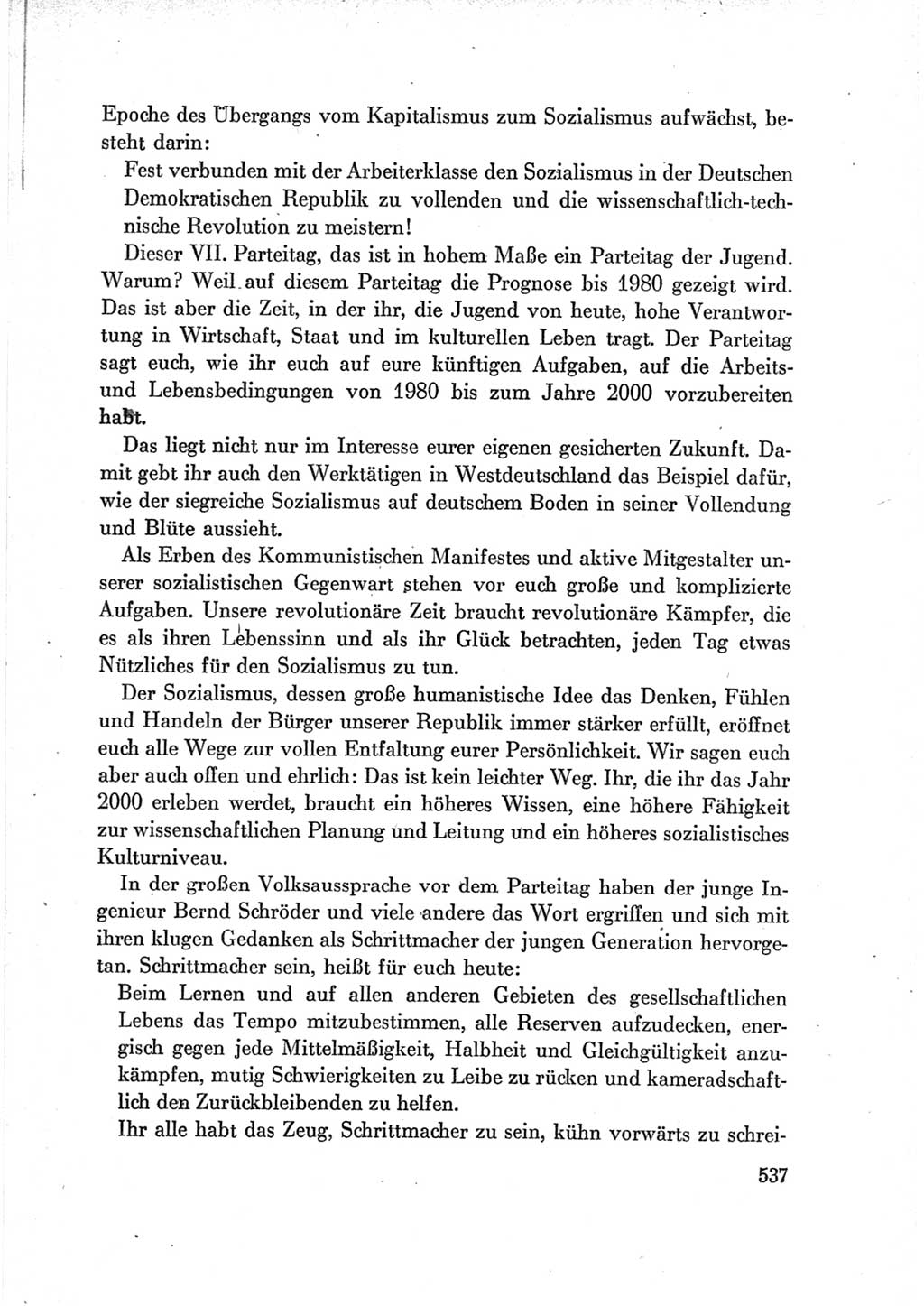 Protokoll der Verhandlungen des Ⅶ. Parteitages der Sozialistischen Einheitspartei Deutschlands (SED) [Deutsche Demokratische Republik (DDR)] 1967, Band Ⅰ, Seite 537 (Prot. Verh. Ⅶ. PT SED DDR 1967, Bd. Ⅰ, S. 537)