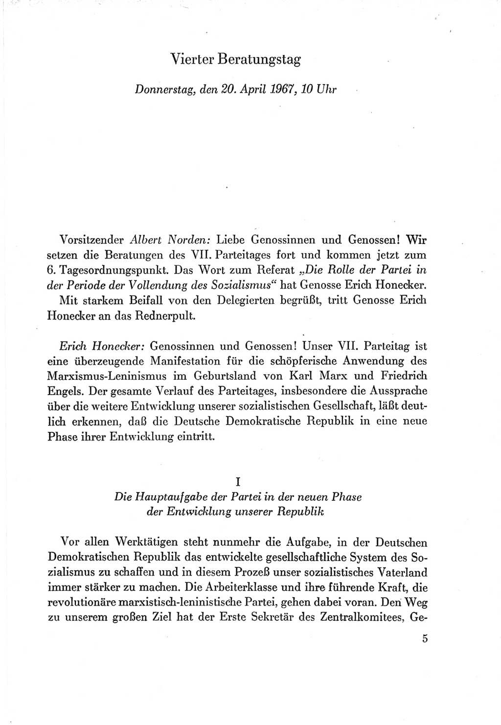 Protokoll der Verhandlungen des Ⅶ. Parteitages der Sozialistischen Einheitspartei Deutschlands (SED) [Deutsche Demokratische Republik (DDR)] 1967, Band Ⅱ, Seite 5 (Prot. Verh. Ⅶ. PT SED DDR 1967, Bd. Ⅱ, S. 5)