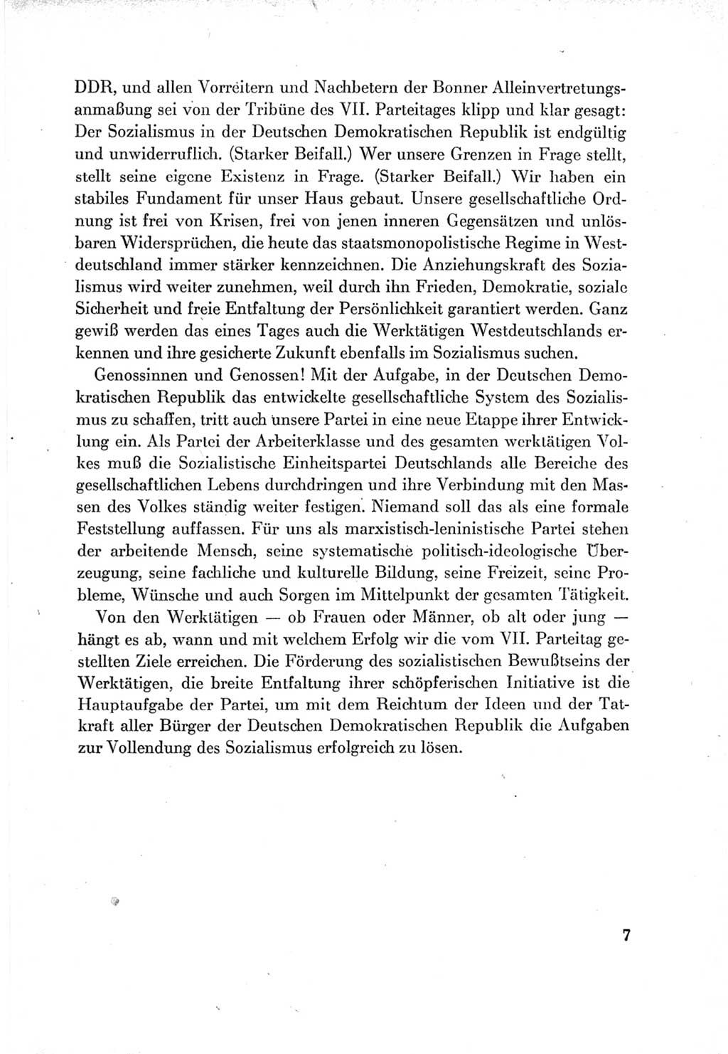 Protokoll der Verhandlungen des Ⅶ. Parteitages der Sozialistischen Einheitspartei Deutschlands (SED) [Deutsche Demokratische Republik (DDR)] 1967, Band Ⅱ, Seite 7 (Prot. Verh. Ⅶ. PT SED DDR 1967, Bd. Ⅱ, S. 7)