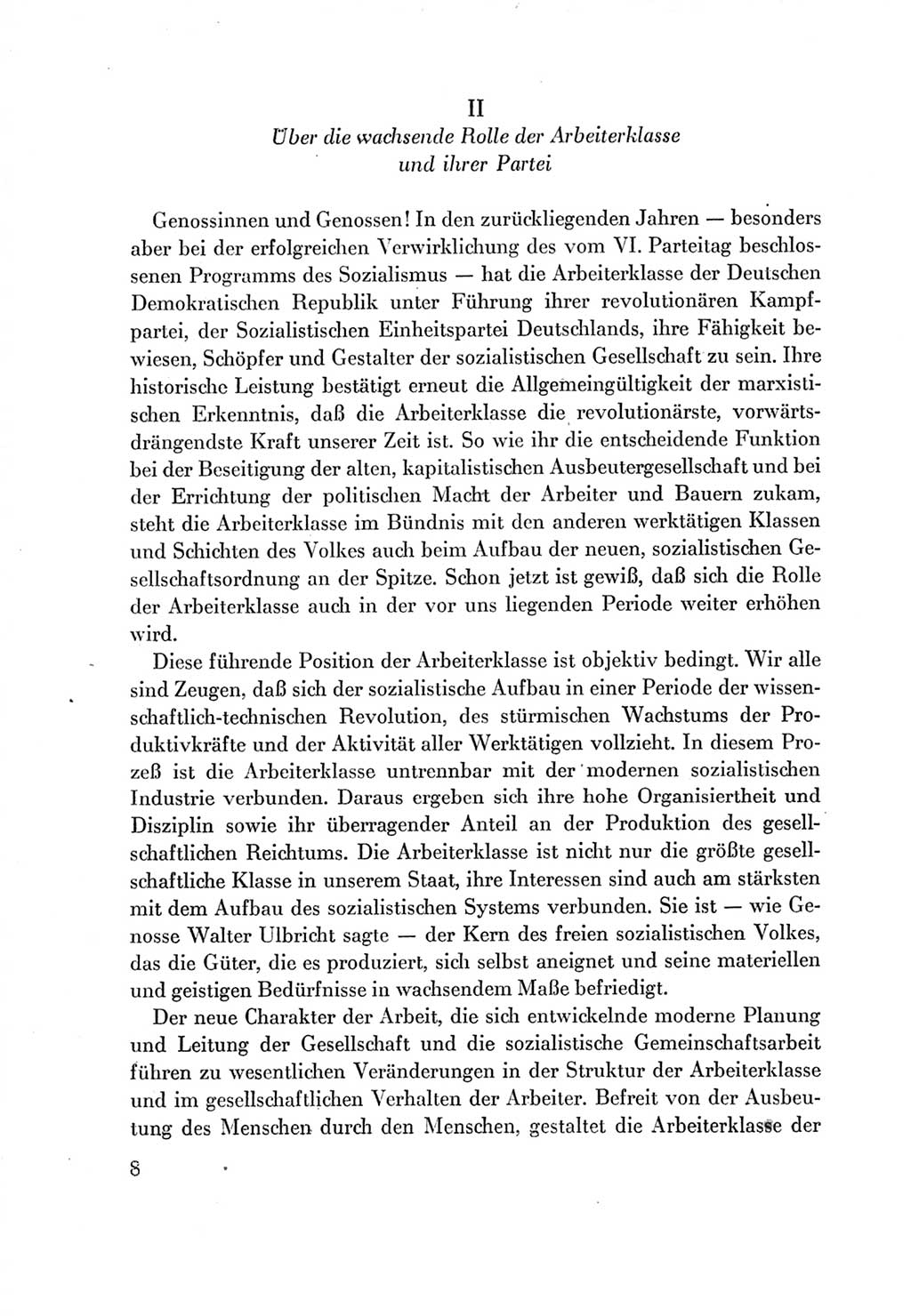 Protokoll der Verhandlungen des Ⅶ. Parteitages der Sozialistischen Einheitspartei Deutschlands (SED) [Deutsche Demokratische Republik (DDR)] 1967, Band Ⅱ, Seite 8 (Prot. Verh. Ⅶ. PT SED DDR 1967, Bd. Ⅱ, S. 8)