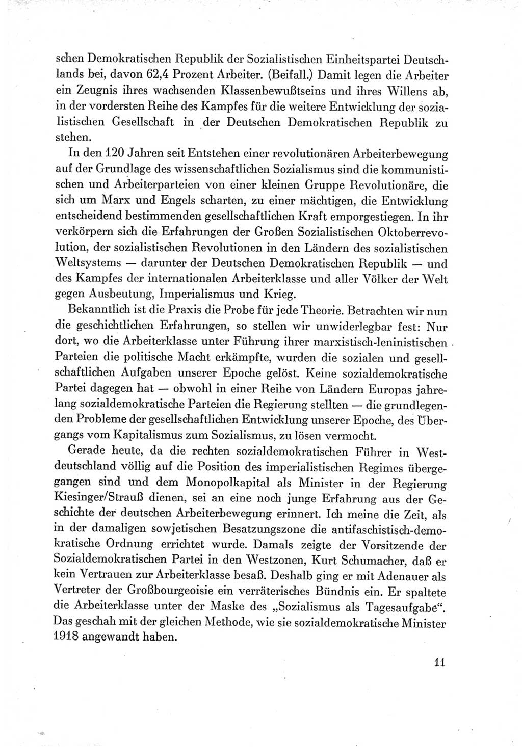 Protokoll der Verhandlungen des Ⅶ. Parteitages der Sozialistischen Einheitspartei Deutschlands (SED) [Deutsche Demokratische Republik (DDR)] 1967, Band Ⅱ, Seite 11 (Prot. Verh. Ⅶ. PT SED DDR 1967, Bd. Ⅱ, S. 11)