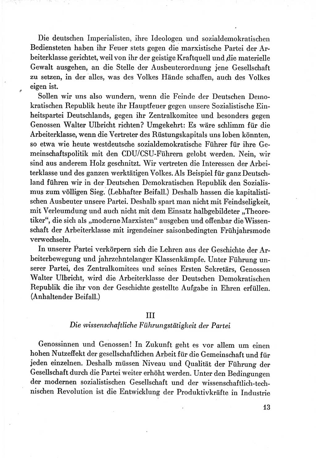 Protokoll der Verhandlungen des Ⅶ. Parteitages der Sozialistischen Einheitspartei Deutschlands (SED) [Deutsche Demokratische Republik (DDR)] 1967, Band Ⅱ, Seite 13 (Prot. Verh. Ⅶ. PT SED DDR 1967, Bd. Ⅱ, S. 13)
