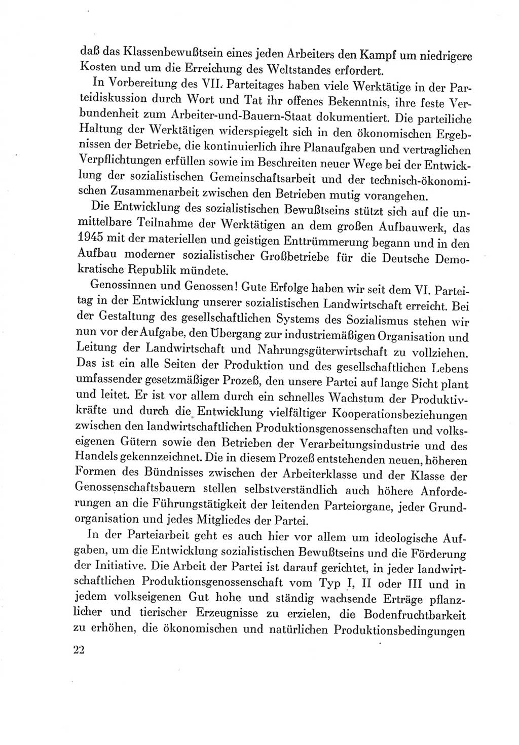 Protokoll der Verhandlungen des Ⅶ. Parteitages der Sozialistischen Einheitspartei Deutschlands (SED) [Deutsche Demokratische Republik (DDR)] 1967, Band Ⅱ, Seite 22 (Prot. Verh. Ⅶ. PT SED DDR 1967, Bd. Ⅱ, S. 22)