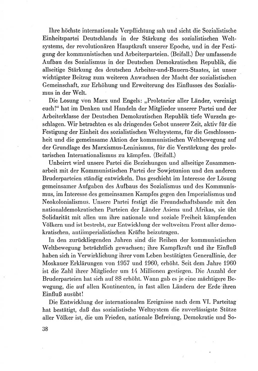 Protokoll der Verhandlungen des Ⅶ. Parteitages der Sozialistischen Einheitspartei Deutschlands (SED) [Deutsche Demokratische Republik (DDR)] 1967, Band Ⅱ, Seite 38 (Prot. Verh. Ⅶ. PT SED DDR 1967, Bd. Ⅱ, S. 38)