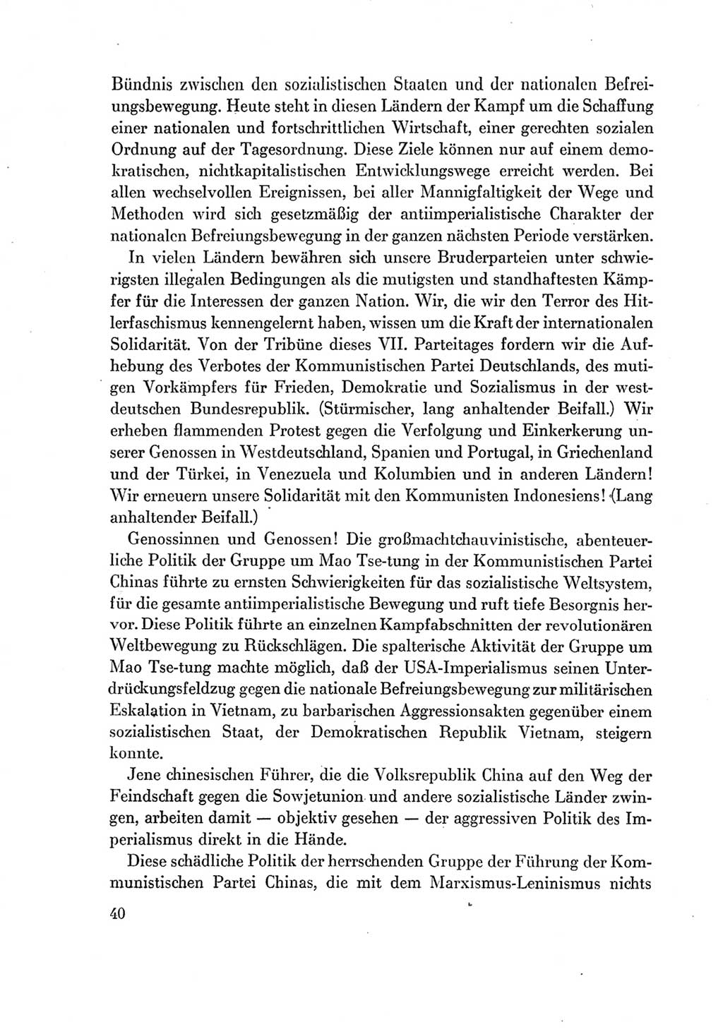 Protokoll der Verhandlungen des Ⅶ. Parteitages der Sozialistischen Einheitspartei Deutschlands (SED) [Deutsche Demokratische Republik (DDR)] 1967, Band Ⅱ, Seite 40 (Prot. Verh. Ⅶ. PT SED DDR 1967, Bd. Ⅱ, S. 40)