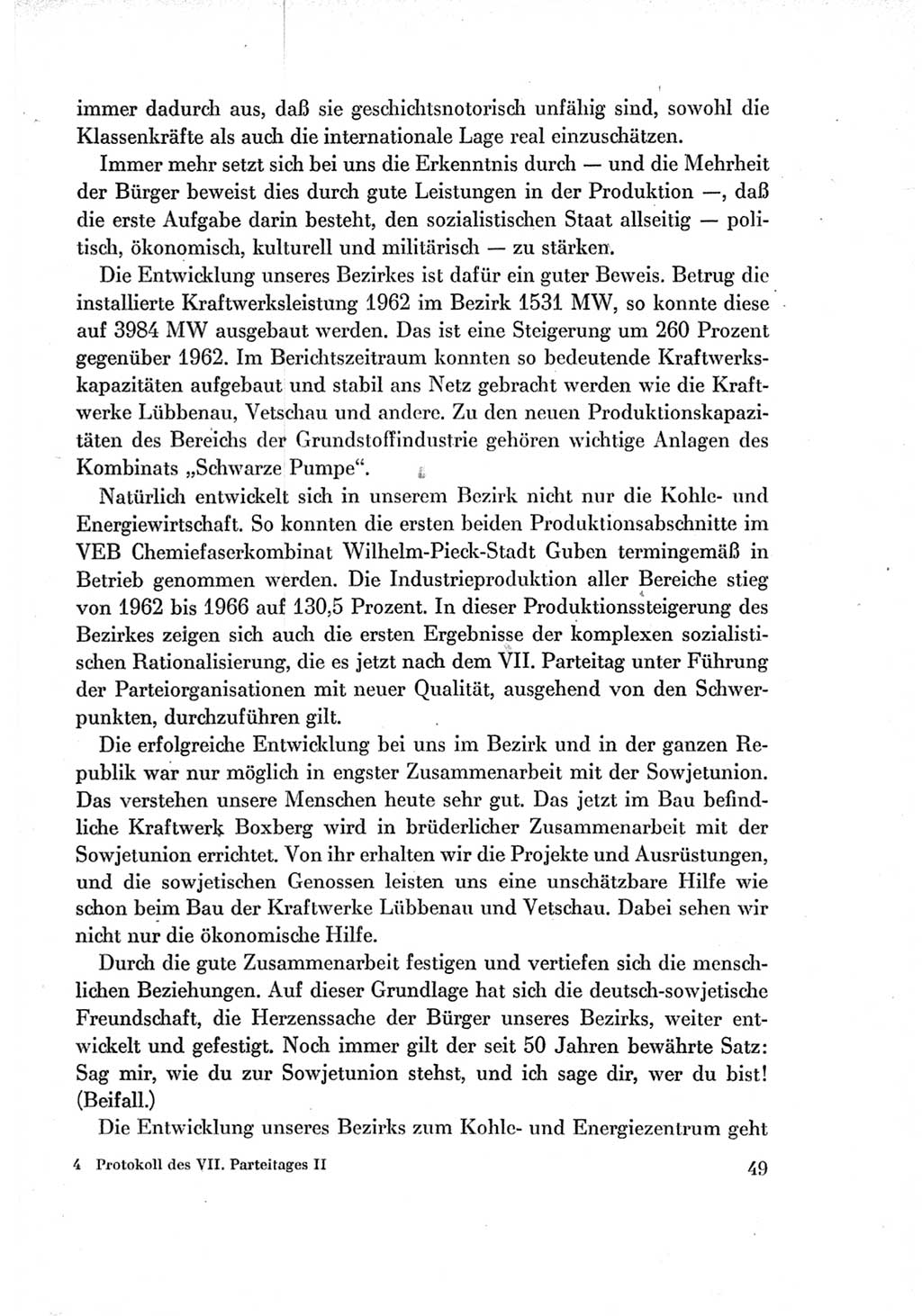 Protokoll der Verhandlungen des Ⅶ. Parteitages der Sozialistischen Einheitspartei Deutschlands (SED) [Deutsche Demokratische Republik (DDR)] 1967, Band Ⅱ, Seite 49 (Prot. Verh. Ⅶ. PT SED DDR 1967, Bd. Ⅱ, S. 49)
