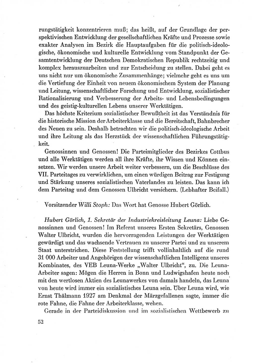 Protokoll der Verhandlungen des Ⅶ. Parteitages der Sozialistischen Einheitspartei Deutschlands (SED) [Deutsche Demokratische Republik (DDR)] 1967, Band Ⅱ, Seite 52 (Prot. Verh. Ⅶ. PT SED DDR 1967, Bd. Ⅱ, S. 52)