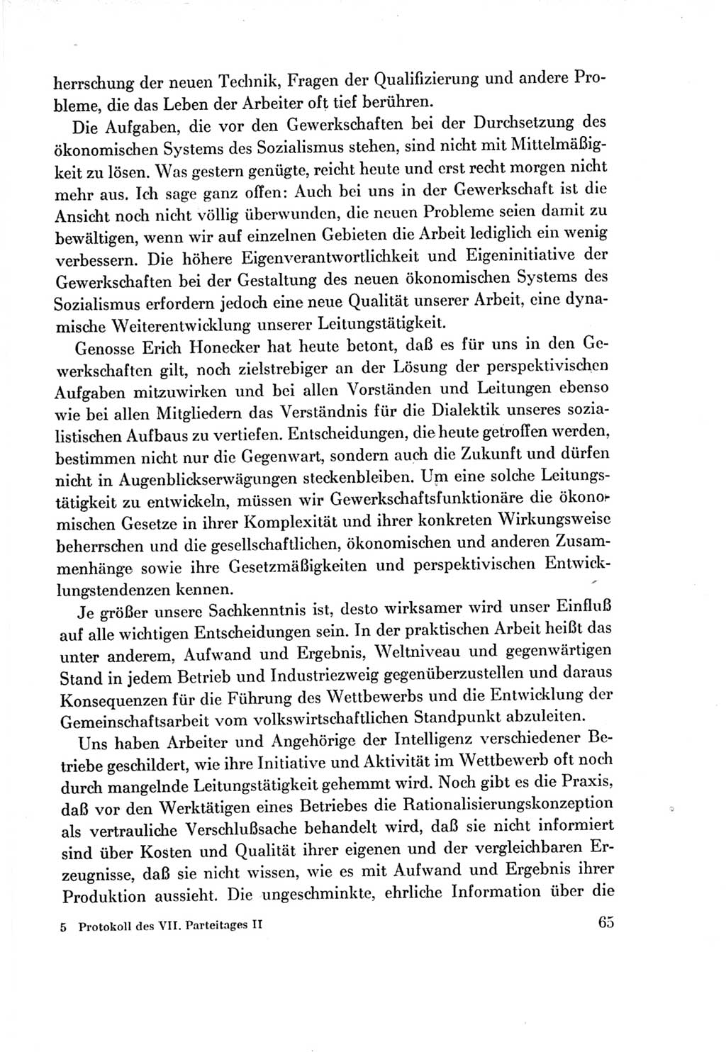 Protokoll der Verhandlungen des Ⅶ. Parteitages der Sozialistischen Einheitspartei Deutschlands (SED) [Deutsche Demokratische Republik (DDR)] 1967, Band Ⅱ, Seite 65 (Prot. Verh. Ⅶ. PT SED DDR 1967, Bd. Ⅱ, S. 65)