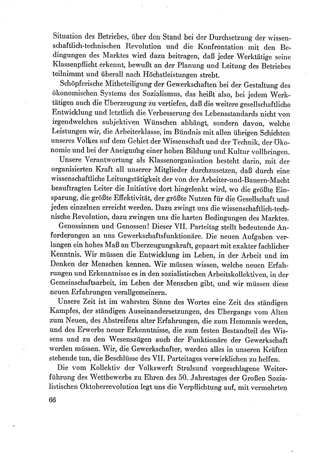 Protokoll der Verhandlungen des Ⅶ. Parteitages der Sozialistischen Einheitspartei Deutschlands (SED) [Deutsche Demokratische Republik (DDR)] 1967, Band Ⅱ, Seite 66 (Prot. Verh. Ⅶ. PT SED DDR 1967, Bd. Ⅱ, S. 66)