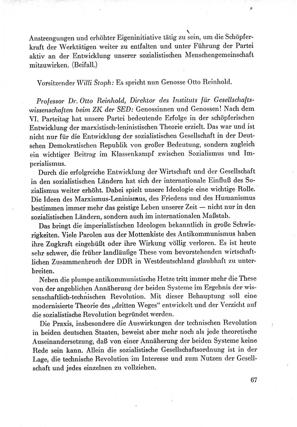 Protokoll der Verhandlungen des Ⅶ. Parteitages der Sozialistischen Einheitspartei Deutschlands (SED) [Deutsche Demokratische Republik (DDR)] 1967, Band Ⅱ, Seite 67 (Prot. Verh. Ⅶ. PT SED DDR 1967, Bd. Ⅱ, S. 67)
