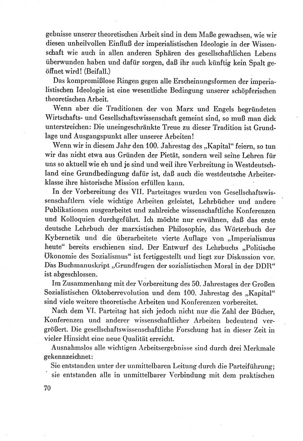 Protokoll der Verhandlungen des Ⅶ. Parteitages der Sozialistischen Einheitspartei Deutschlands (SED) [Deutsche Demokratische Republik (DDR)] 1967, Band Ⅱ, Seite 70 (Prot. Verh. Ⅶ. PT SED DDR 1967, Bd. Ⅱ, S. 70)