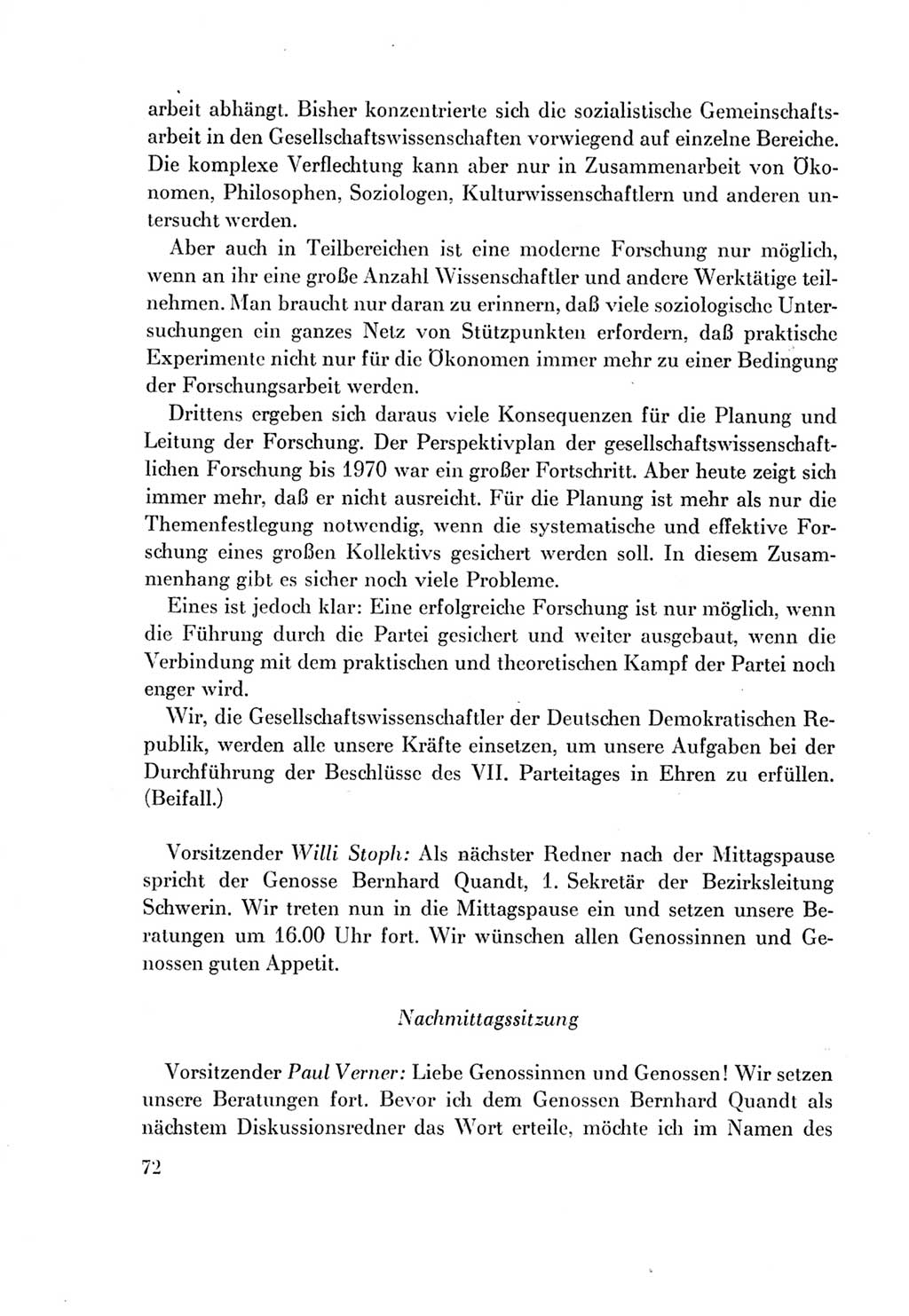 Protokoll der Verhandlungen des Ⅶ. Parteitages der Sozialistischen Einheitspartei Deutschlands (SED) [Deutsche Demokratische Republik (DDR)] 1967, Band Ⅱ, Seite 72 (Prot. Verh. Ⅶ. PT SED DDR 1967, Bd. Ⅱ, S. 72)