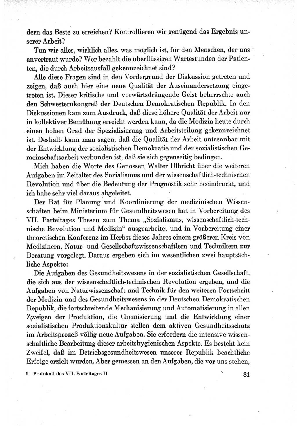Protokoll der Verhandlungen des Ⅶ. Parteitages der Sozialistischen Einheitspartei Deutschlands (SED) [Deutsche Demokratische Republik (DDR)] 1967, Band Ⅱ, Seite 81 (Prot. Verh. Ⅶ. PT SED DDR 1967, Bd. Ⅱ, S. 81)
